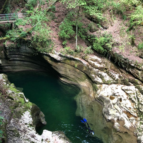 Photo taken at Gorges de l&#39;Areuse by Barbara R. on 8/4/2018