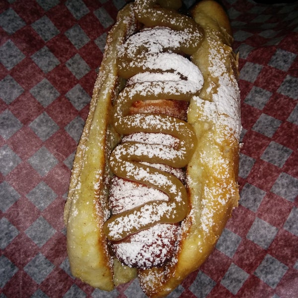 Try our new brunch dogs! French toast hot dog buns? Yes please...