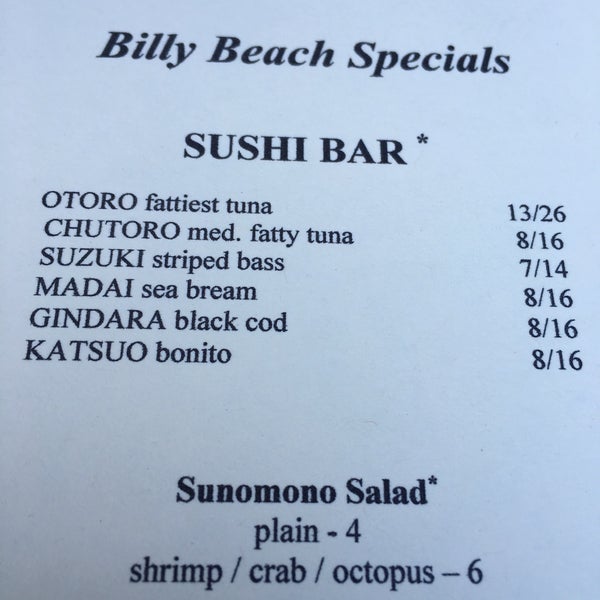 รูปภาพถ่ายที่ Billy Beach Sushi and Bar โดย Zac B. เมื่อ 6/12/2016