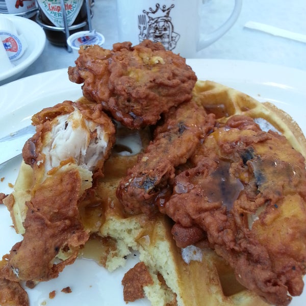 Not for the faint-of-heart: only waffle in SD that can justifiably withstand the triple-fried-chicken threat drenched in syrup & hot sauce.