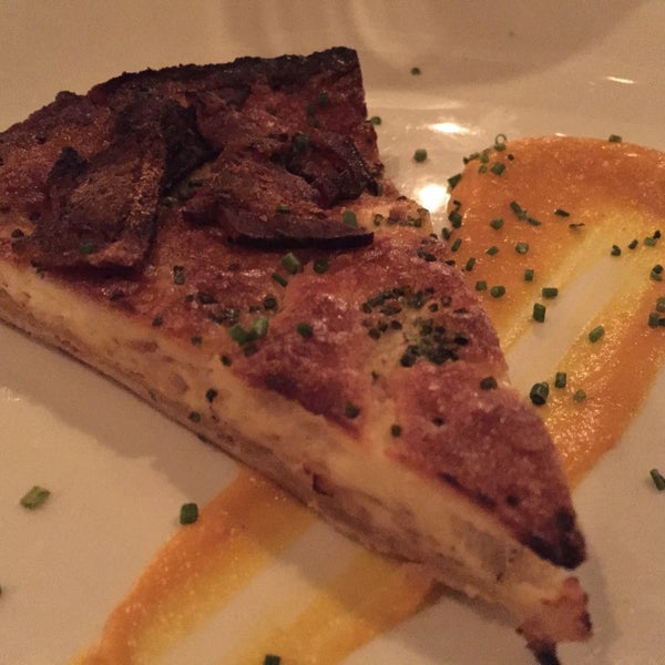 The onion and goat cheese tart is a wonderful starter.