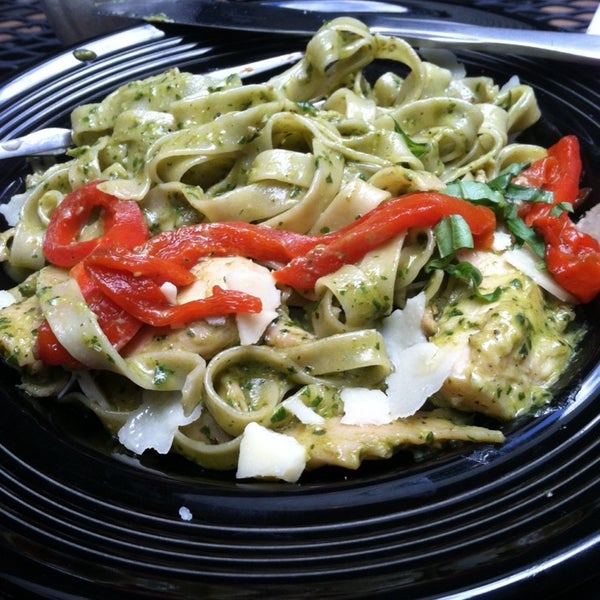 Get the Pesto Cream with the spinach fettuccine and add chicken.