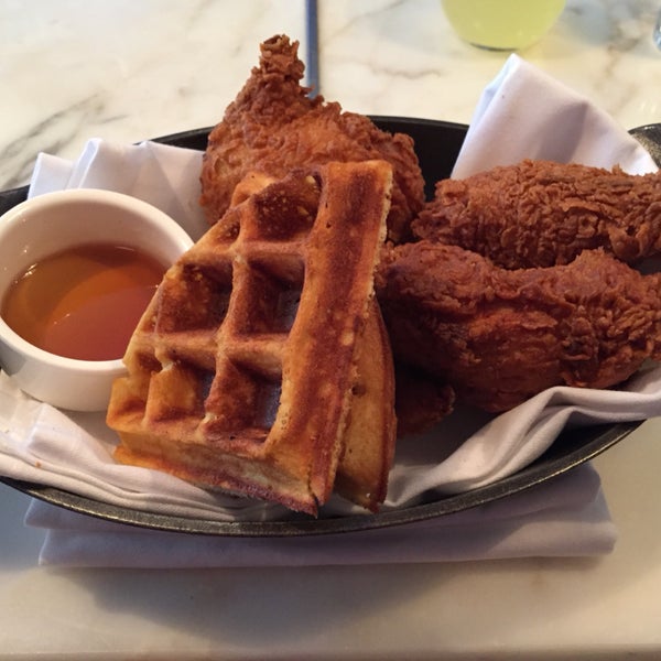 Their fried chicken and waffles is amazing. Drinks were a bit watered down, but service and food were great.