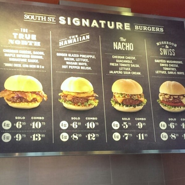 South street cheap burger menu