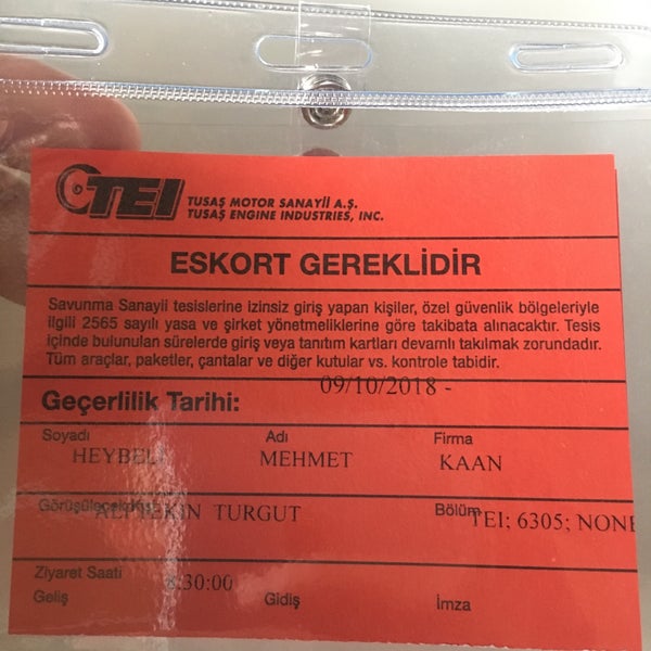 Foto scattata a TEI (Tusaş Motor Sanayii) da Mehmet il 10/9/2018