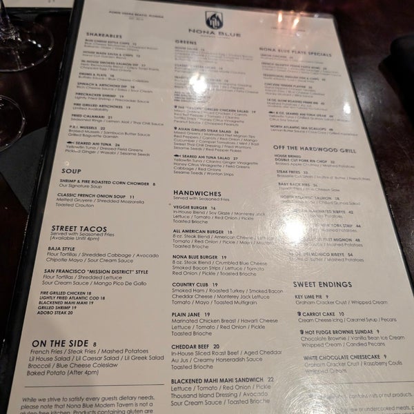 Nona online blue menu