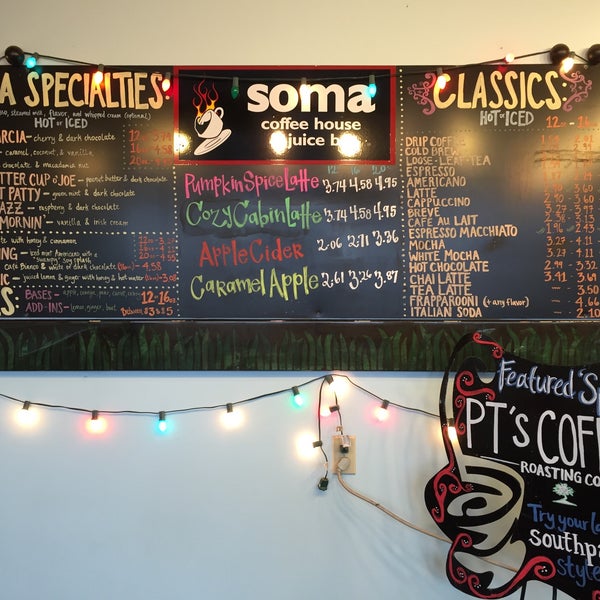 Photo taken at Soma Coffeehouse &amp; Juice Bar by Yena P. on 11/21/2015