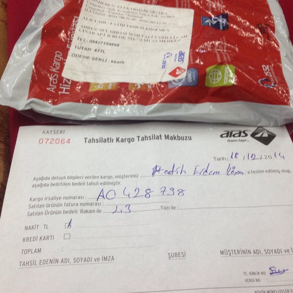 aras kargo kizilirmak subesi