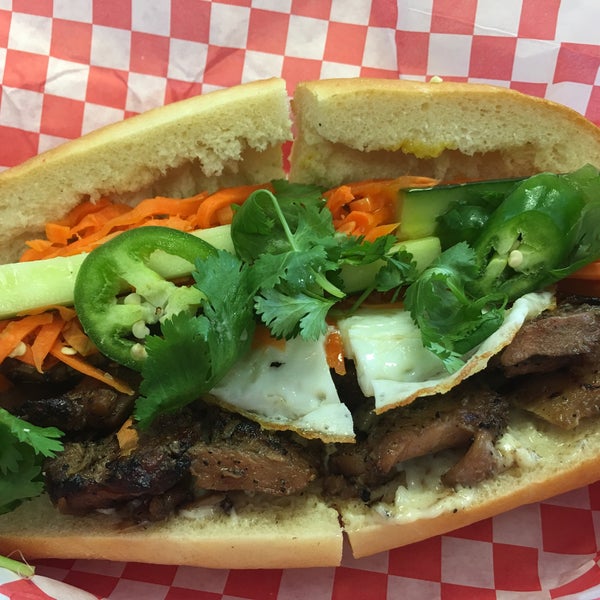 Delicious banh mi, and fast and friendly service. Plenty of sandwich options: ribeye, grilled chicken, crispy tofu, ham, pate, grilled pork, pork belly, Friday egg, and smoked salmon.