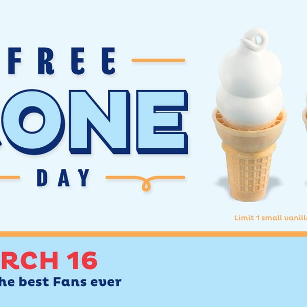 Join us March 16th for Free Cone Day!