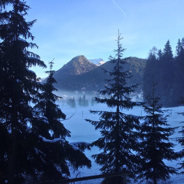 Photo taken at Arabella Hotel Waldhuus Davos by Claire R. on 11/22/2014