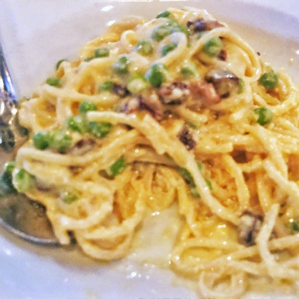 CREAMY CARBONARA$15spaghetti. carbonara sauce. pancetta. peas. #verydelicious #creamygoodness #soworthit