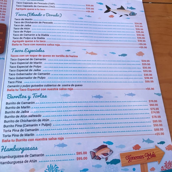 Mariscos frescos y más tostadas están excelente, son precios 2019 hoja 2