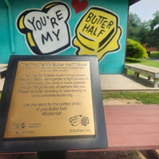 Photo taken at You&#39;re My Butter Half (2013) mural by John Rockwell and the Creative Suitcase team by Ami H. on 5/11/2023