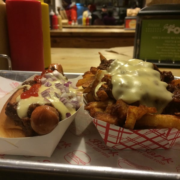 Photo taken at Bark Hot Dogs by Len G. on 2/24/2015