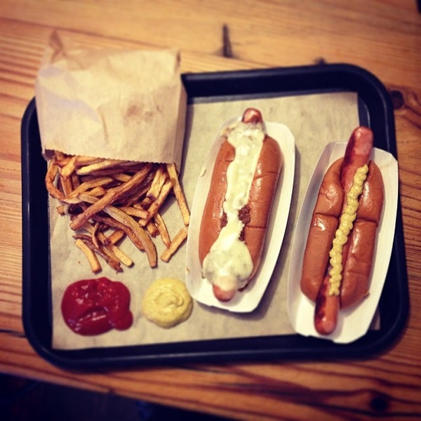 Photo taken at Bark Hot Dogs by Lindsay W. on 10/6/2013