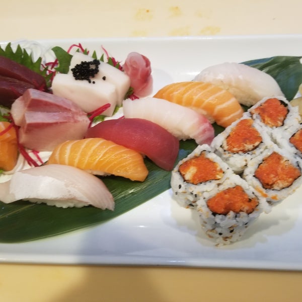 Sushi and sashimi combo plate.
