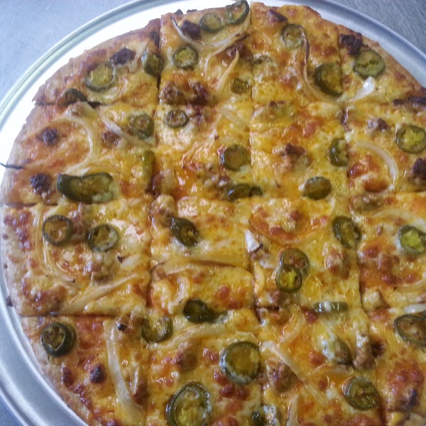 May POM: Pizza De Mayo - Nacho cheese base, cheddar cheese, pizza cheese, Chorizo, jalapeno and onion