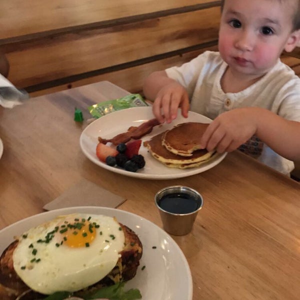 Croque madame delish and rare place that does matcha with almond milk well! 👌🏼My little enjoyed his pancakes.