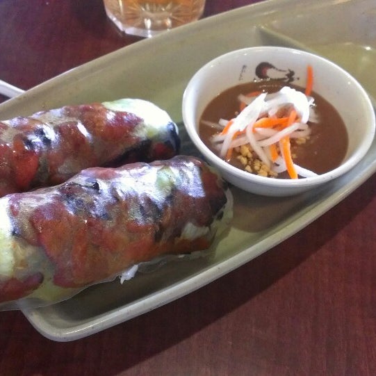 Highly recommend grilled pork spring rolls, especially if you always get shrimp.