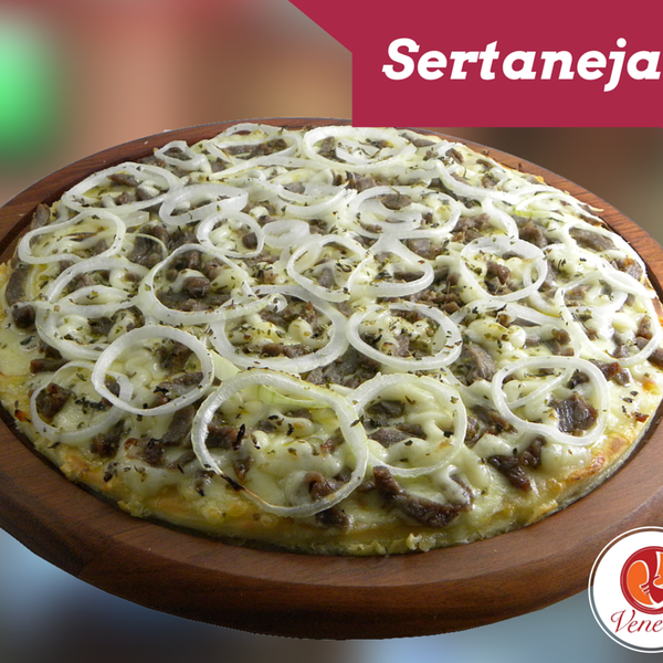 A nossa sugestão da semana é a pizza Sertaneja. Uma deliciosa combinação de carne do sol, cebola e catupiry. Quem vai querer?