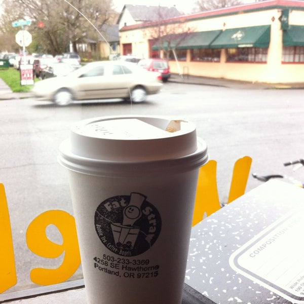On a cold rainy day, get the hot pumpkin spice coconut milk tea with bubbles. Then sit by the window and admire the rain and active world on Hawthorne.