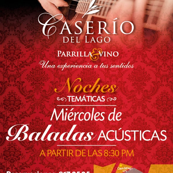 Ven a Caserío del Lago y vive una noche llena de romanticismo con nuestra música en vivo, hoy baladas acústicas.