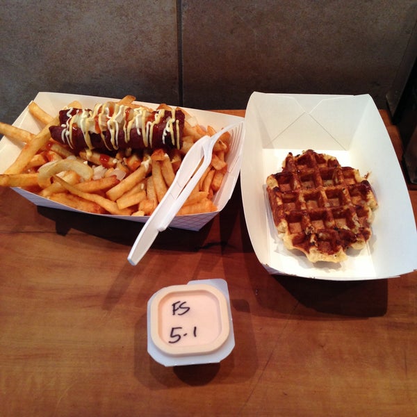 Photo taken at Bruges Waffles &amp; Frites by Christian M. on 5/7/2013