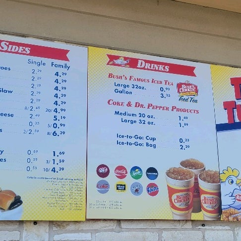 Bush's chicken online menu with prices