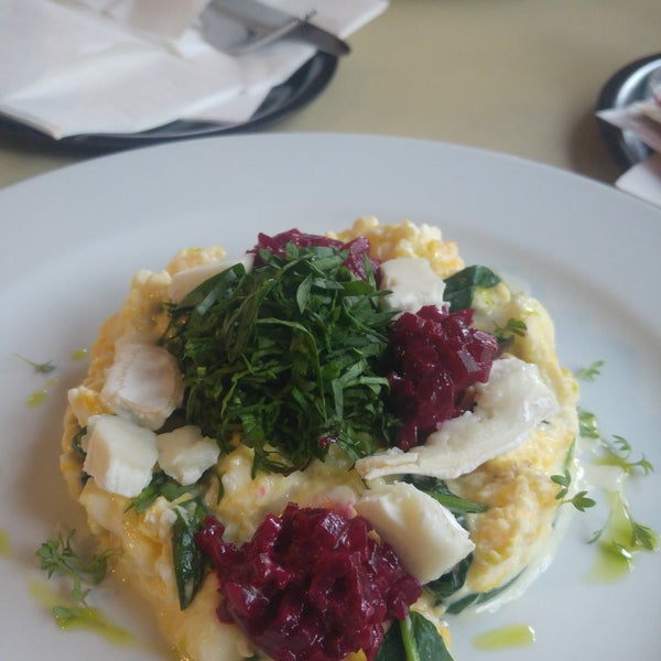 Very nice goat cheese omelette for a late breakfast.