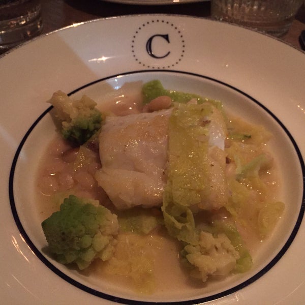 Poached cod is small but fantastic.  Great texture, almost like a half-raw scallop, in a white wine sauce
