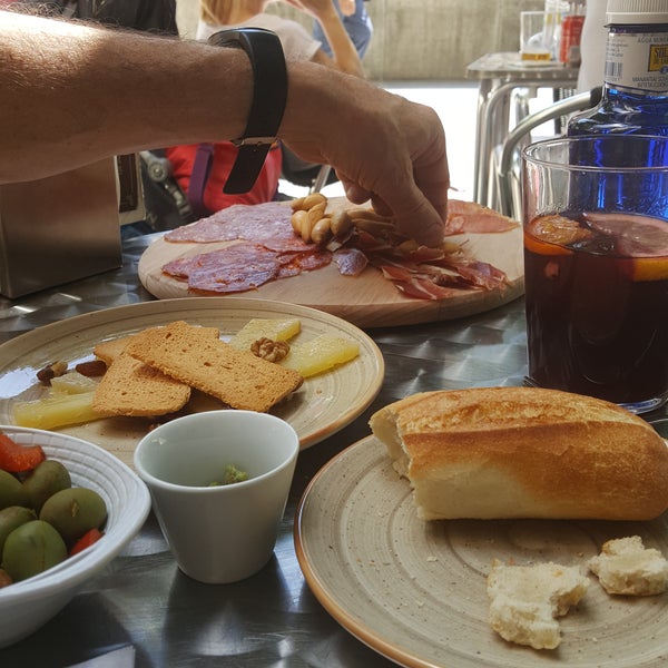 Nice charcuterie plate of Iberian Acorn-fed meats. You can even get quarter servings. Lovely place to sit and people-watch while resting up from museums and walking all over Madrid.