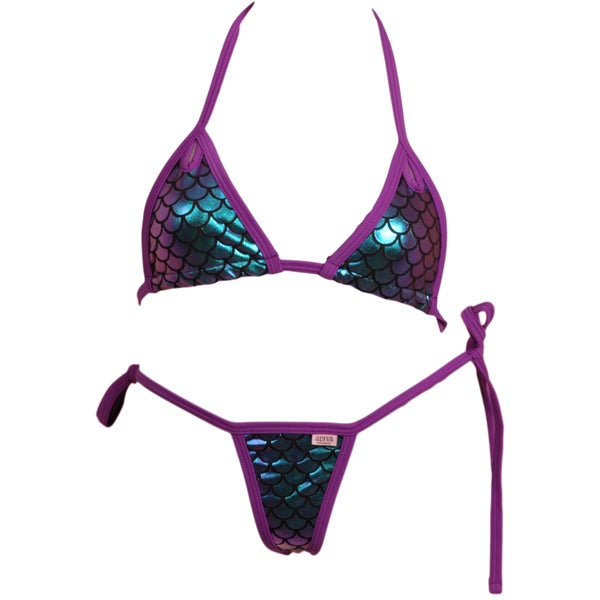 Check it out! Cut Out Accent Scale Bikini Top and Scrunchy Butt Tie Side Panty
