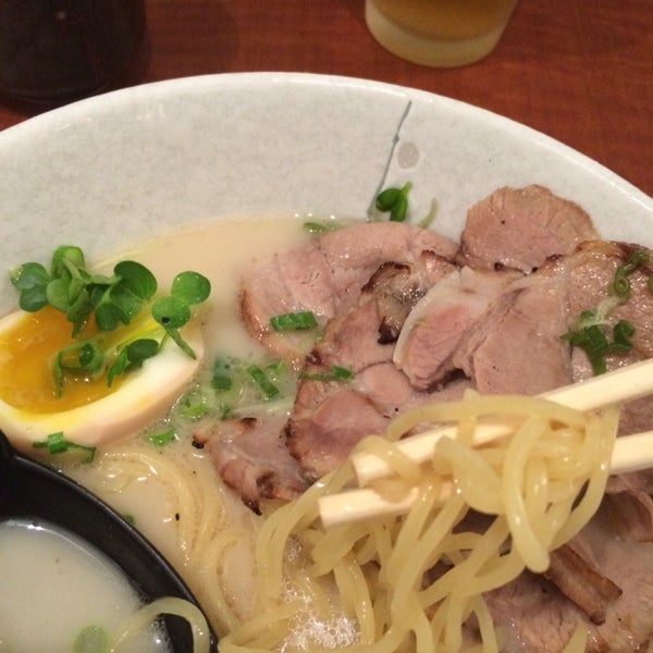 Tonkotsu ramen. 🍜 I didn't like their thick noodles, the pork was tough, and I didn't even get a 🍥.