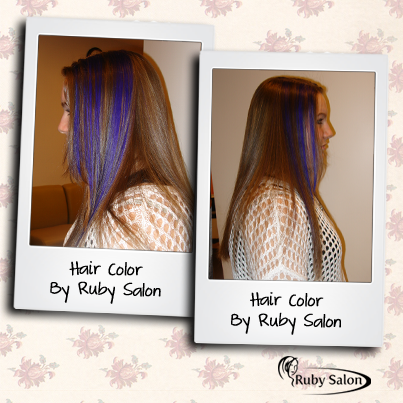 Blue High lite and color,cut by Rubysalon.