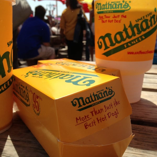 Photo taken at Nathan&#39;s Famous by Maria B. on 6/22/2013