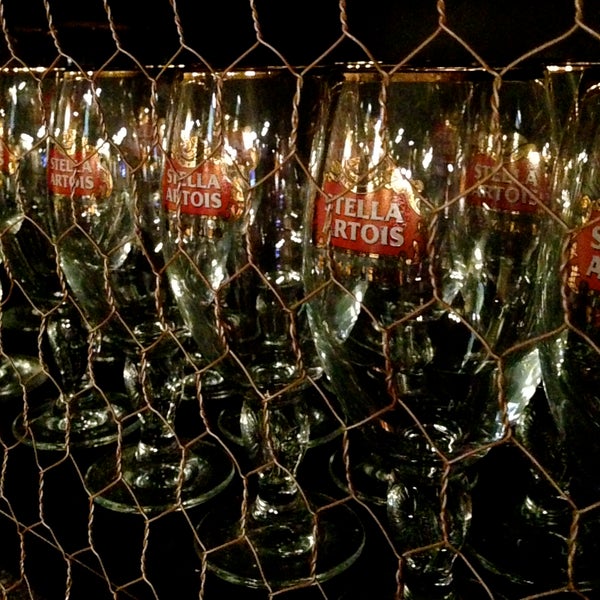 Behind TRIO's chicken wire are the Chalices designed to enjoy the unique taste of Stella Artois designed so that every curve serves a discrete purpose to enjoy this "1366 Belgian Beer! On TAP at TRIO!