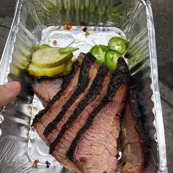 Carnitip: Delicious spicy and tasty brisket. But a half pound was $19.60. Hill Country may be better.