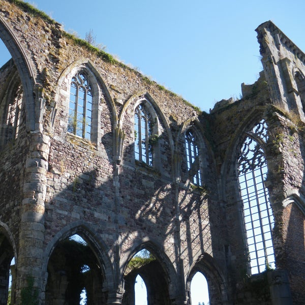 Impressive remains of the Aulne Cistercian monastery founded in 637 and abandoned at the end of the 18th century during the French Revolution.