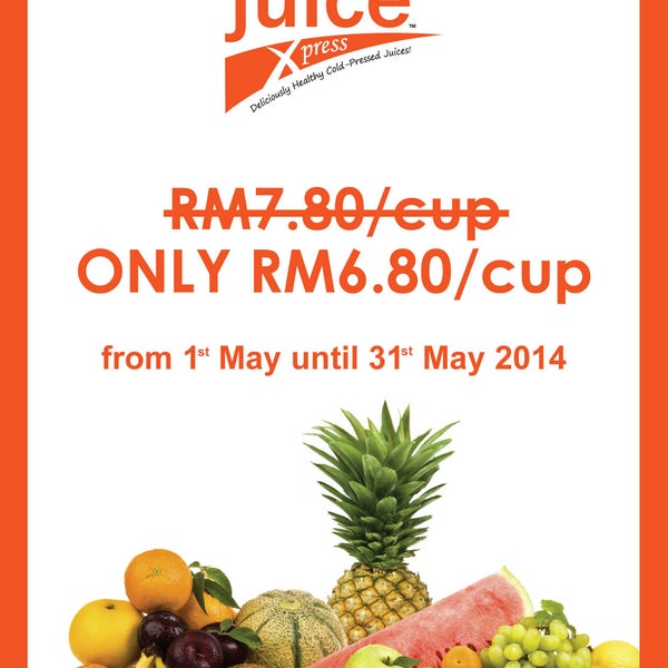 Deliciously Healthy Cold-Pressed Juices at RM6.80 per cup only. www.juice-xpress.com