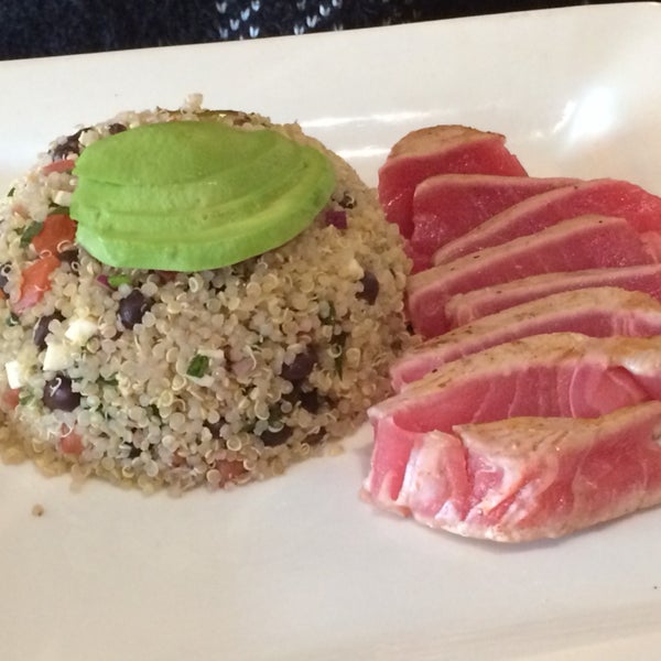 Quinoa and seared tuna.