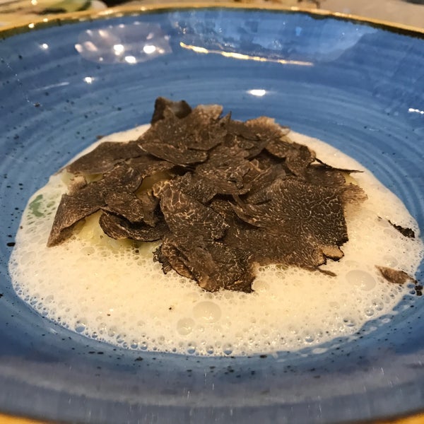 Honeyed potato gnocchi with shaved black truffle