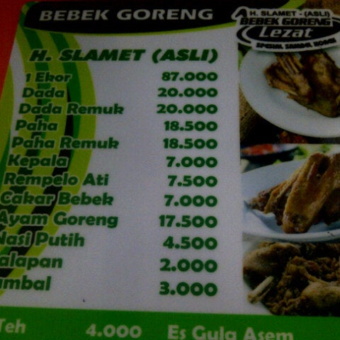 pic Harga Bebek Goreng Dl Jln Ciliwung 30 Blitar menu bebek haji slamet ciliwung malang