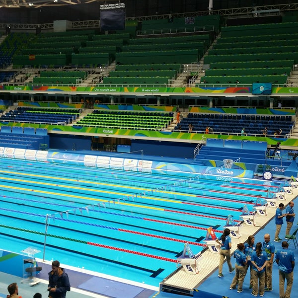 Photo taken at Olympic Aquatics Stadium by Vanessa R. on 9/16/2016