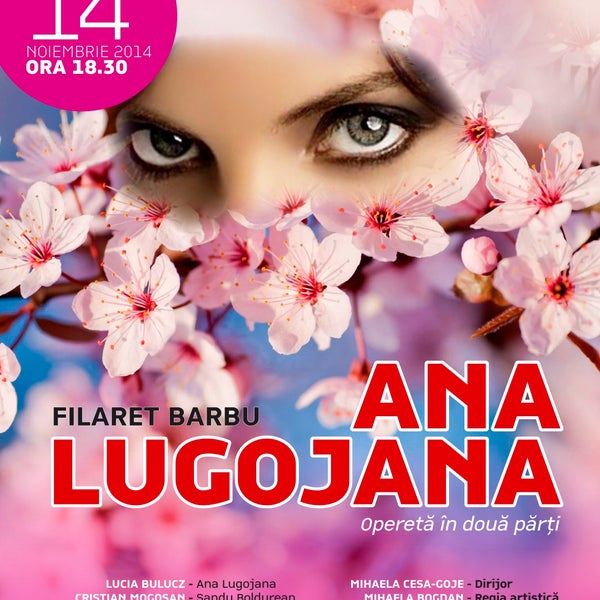 Mâine, 14 noiembrie, vă așteptăm la Ana Lugojana!                   Biletele se pot cumpăra de la Agenția de bilete (Piaţa Ştefan cel Mare nr. 14), din reţeaua Eventim şi online de pe www.eventim.ro.