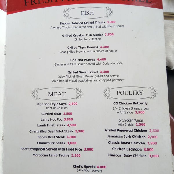 The Charcoal Grill Restaurant & Coffee Lounge Restaurant in Abuja