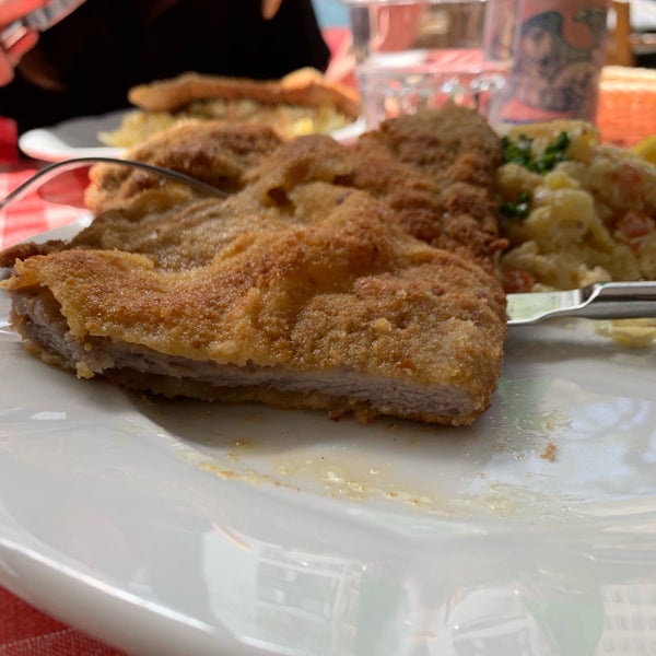Schnitzel was okay but not extremely good. A little too thick.