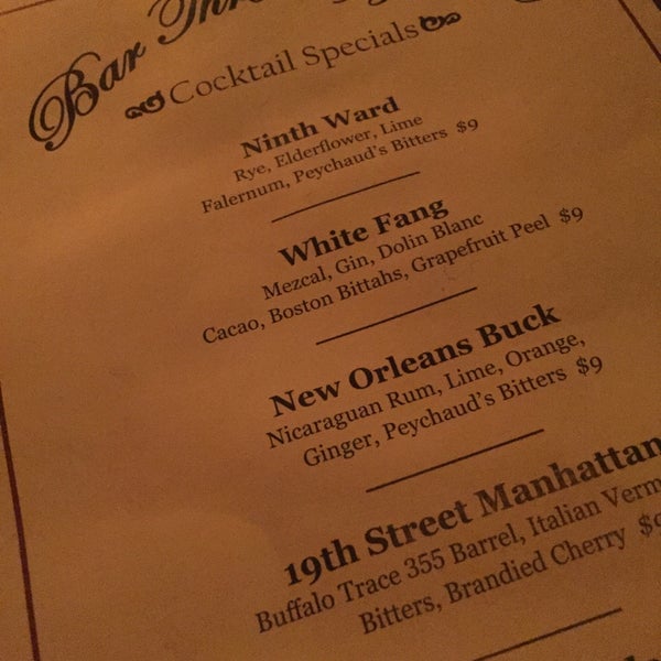 Excellent cocktails at prices under $10. Get the "White Fang", a tasty gin and mezcal concoction.