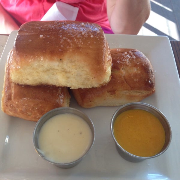 The beer is expensive but can get great specials at happy hour on beer, cocktails and appetizers Mon - Fri. Gotta try the blue crab beignets or pretzel bread (pic)!