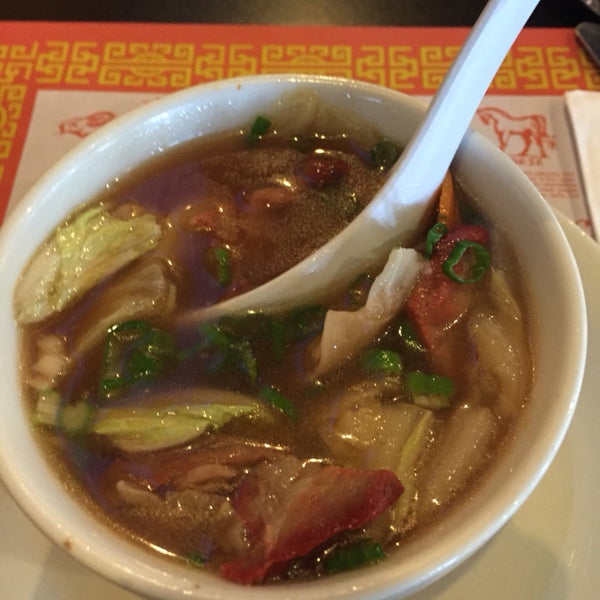 Won ton soup comes out hot in temp & is very tasty. Also spicy beef bowl is loaded with meat and flavor, garlic.